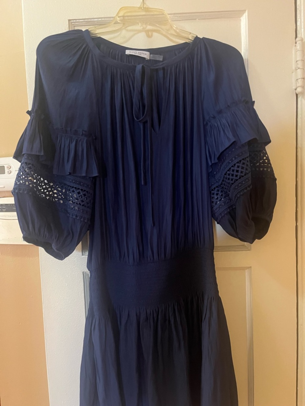 Ramy Brook Navy Boho Peasant mini Dress, Size Medium
